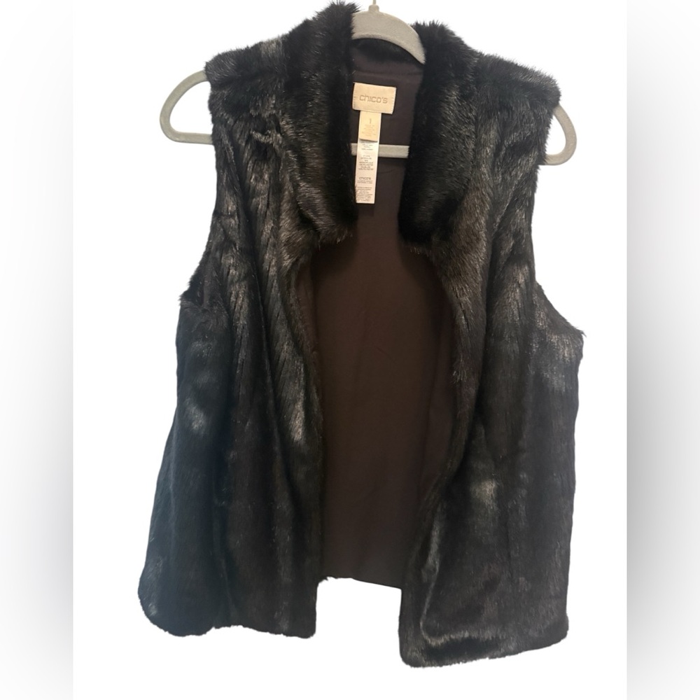 Chico's Elegant black Faux Fur Vest